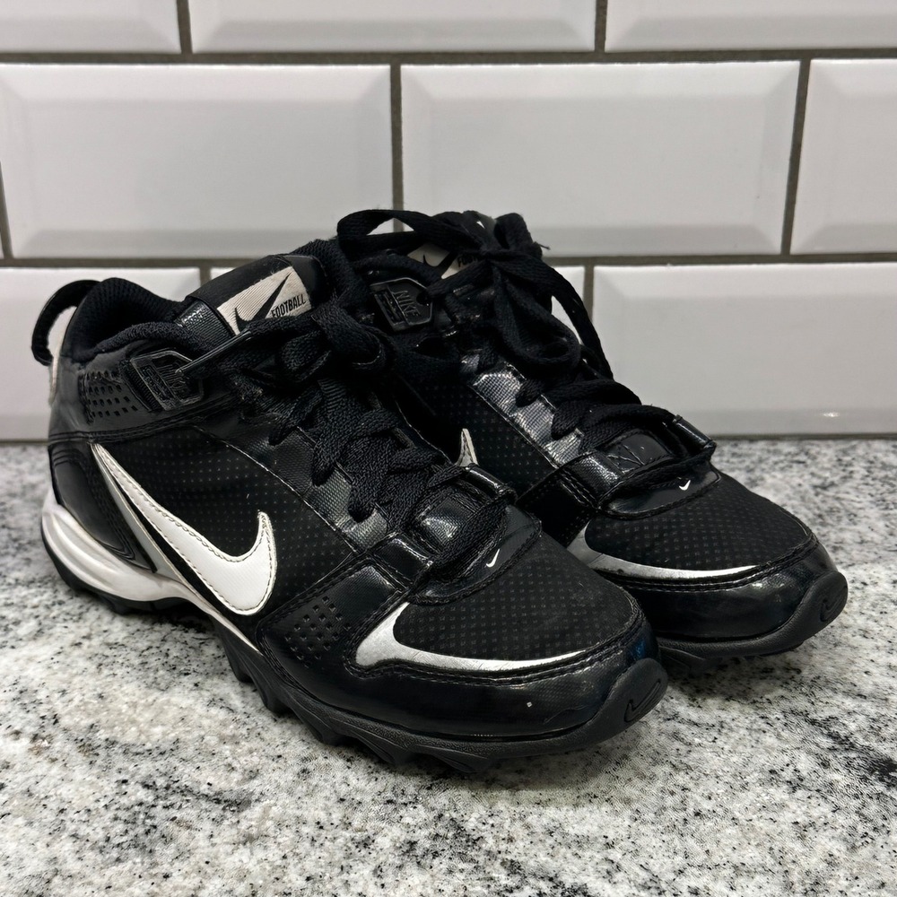 Nike Kids 3Y Football Cleats Black White Shark Low Top Studded Athletic Shoes